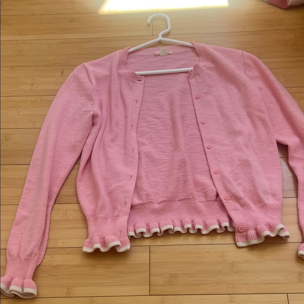 Crewcuts Pink Ruffled Cardigan